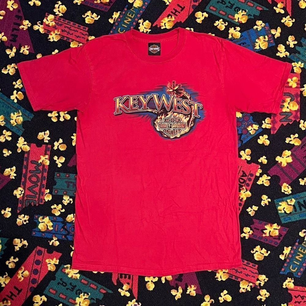 ‘16 Harley Davidson Key West Florida Edition Red Graphic Tee Shirt / Size L